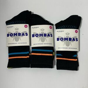 Kids Bombas Calf Socks Set of 3 Black Size XS New NWT